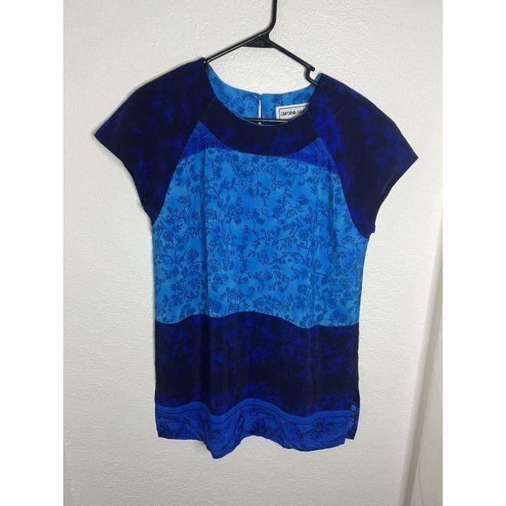California Krush Women’s Polyester Blouse Blue Lightweight Short Sleeve Size M